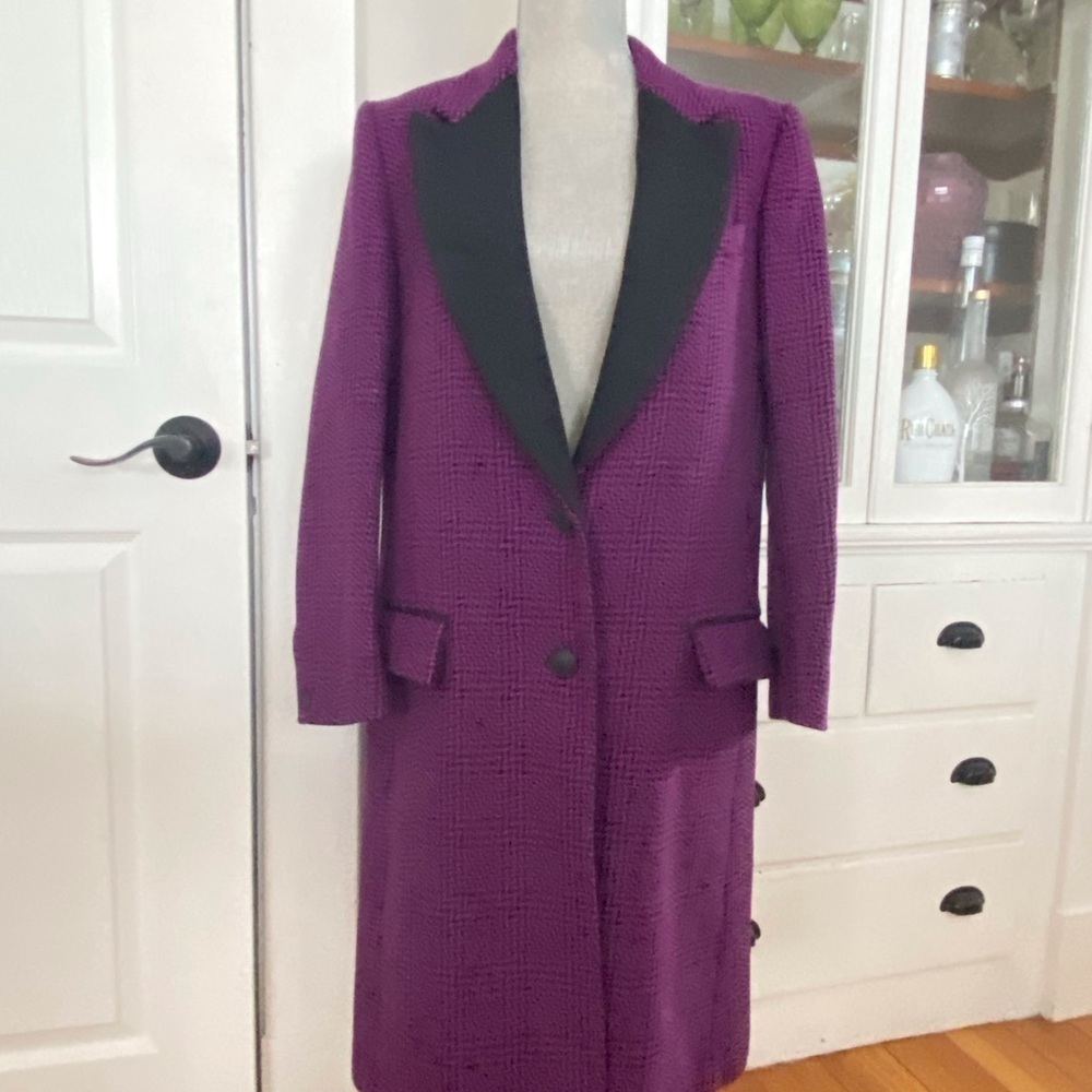 Rag and Bone Wooster Tweed Wool Blend Coat l Purple Pea Coat Size Small